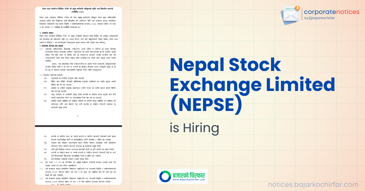 Nepal Stock Exchange (NEPSE) Invites Applications for the Position of Chief Executive Officer (CEO)