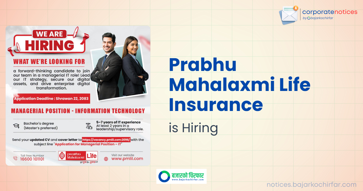Prabhu Mahalaxmi Life Insurance Invites Applications for Managerial IT Position
